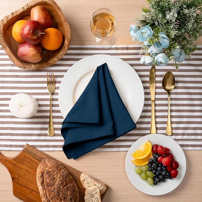 Blue Needles Solid Cloth Napkins Set of 12 Crystal Teal 100% Cotton Dinner Napkins 18x18 inches - Soft, Reusable, Absorbent & Washable Linen, Ideal for Wedding Events, Parties & Everyday Use