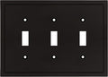 Modern Edge Decorative Wall Plate Switch Plate Outlet Cover, Durable Solid Zinc Alloy (Triple Toggle, Matte Black)