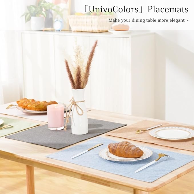 UnivoColors Set of 6 Faux Linen Placemats, Heat-Resistant & Easy-to-Clean,13"x19"for Dining Table, Kitchen, Holiday Meals (6 Colors Included)