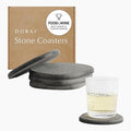 Dorai Home Stone Coaster Set – 4 Absorbent Diatomite Coasters for Instant Drying, Modern Design, Slate Stone