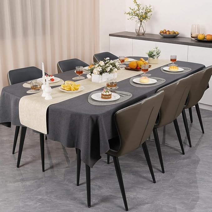 Placemats and Coasters, Washable Placemats Round Faux Leather Wipeable Place Mats Non Slip Heat Resistant Indoor Outdoor Table Mats (Set of 4, Light Gray Cream-White)