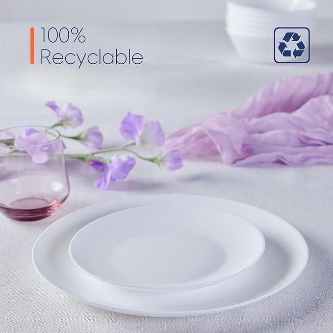 Dinnerware Sets for 4, LaGlint 12 Pieces Opal Glass Plates and Bowls Set, Dishwasher and Microwave Safe Dish Dinning Ware, Chip and Scratch Resistant Dishware White