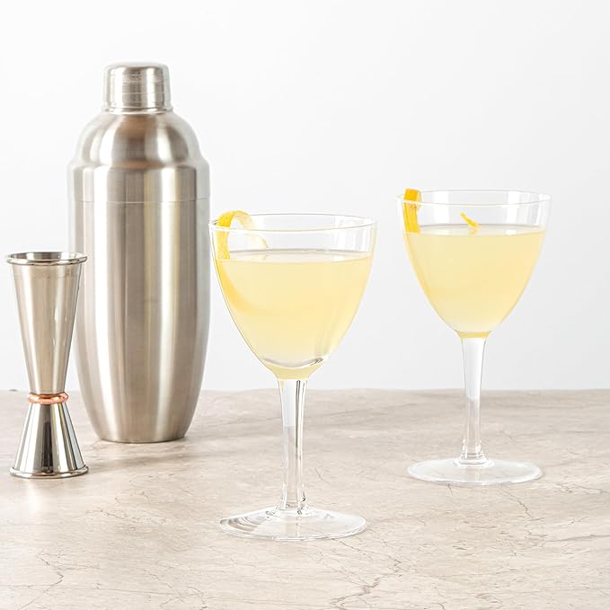Restaurantware-Vetri 7 Ounce Nick And Nora Glasses, 6 Dishwashable Martini Glasses - No Lead, Vintage Inspired, Clear Glass Cocktail Drinkware, For Hosting Parties, Serve Whiskey, Gin And More