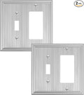 2-Pack Combo Toggle/Decorator Light Switch Cover Plate, Brushed Nickel Decorative Electrical Outlet Covers, Durable Solid Zinc Alloy Wall Switch Plates and Outlet Covers