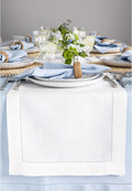 Solino Home Linen White Table Runner 72 Inches Long - 100% Pure Linen Hemstitch Table Runner 14 x 72 Inch for Dresser, Dining, Valentines, Spring, Easter - Classic Hemstitch