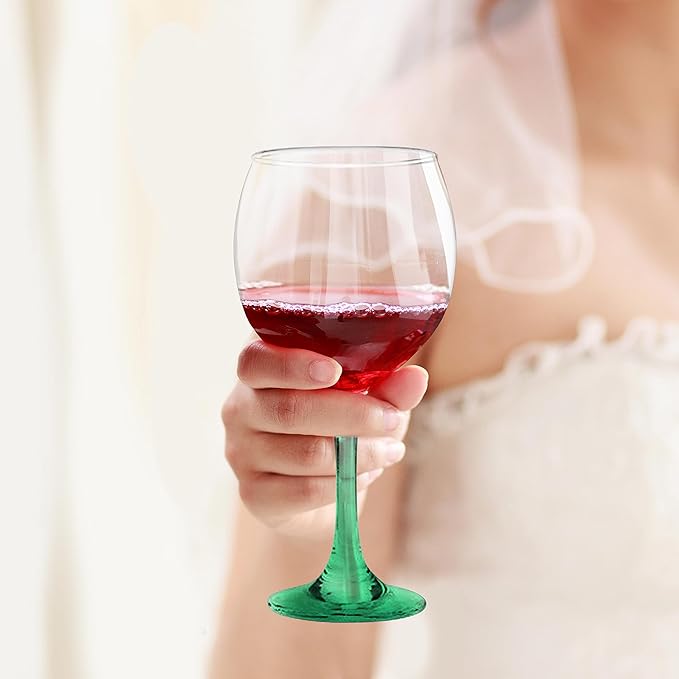 DISCOUNT PROMOS Premiere Wedding Wine Glasses 20.5 oz. Set of 12, Bulk Pack - Restaurant Glassware, Perfect for Red Wine or White Wine - Green