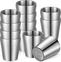 Amyhill 12 Pieces Stainless Steel Cups Double Wall Tumbler Glasses Stackable Metal Drinking Cups Insulated Drinking Glasses Reusable Camping Mugs for Home Camping RV BBQ Office Party(Silver,5.9 oz)