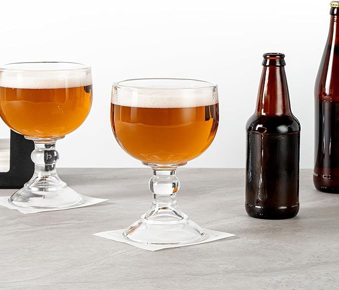 Restaurantware-Vetri 18 Ounce Schooner Beer Glasses, 6 Stemmed Shrimp Cocktail Glasses - No Lead, Dishwashable, Clear Glass Goblets, Suitable For Coronitas, Margaritas, Tequila, Or Whiskey Sour