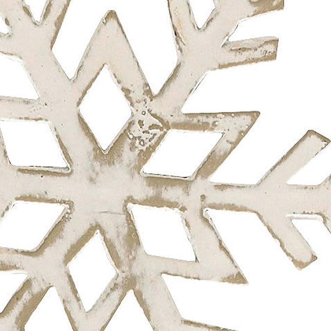 Park Designs White Snowflake Napkin Ring Set of 4 | Vintage Metal Holiday Napkin Holders with Distressed White Finish | Farmhouse Winter & Christmas Table Decor