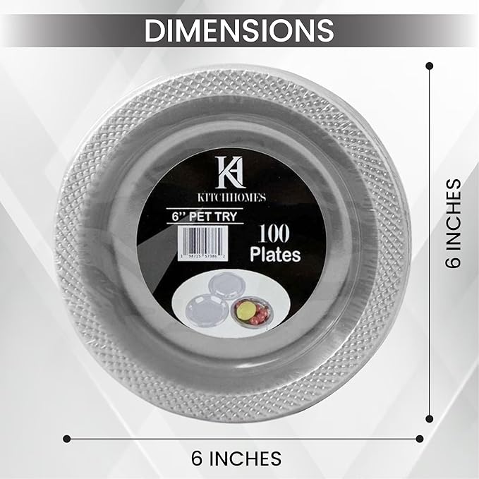 6 Inch Clear Plastic plates - Flexible 100 Pack clear plastic plates for Dessert, Appetizers, BBQ, Party, Travel, and Events - Microwave Safe, Recyclable & Disposable Plates