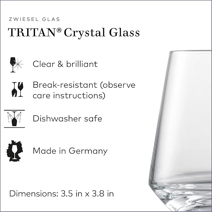 ZWIESEL GLAS Pure Whiskey Glass (Set of 6), Tumblers for Whiskey, Dishwasher-Safe Tritan Crystal Glasses, Made in Germany (13 Ounce)