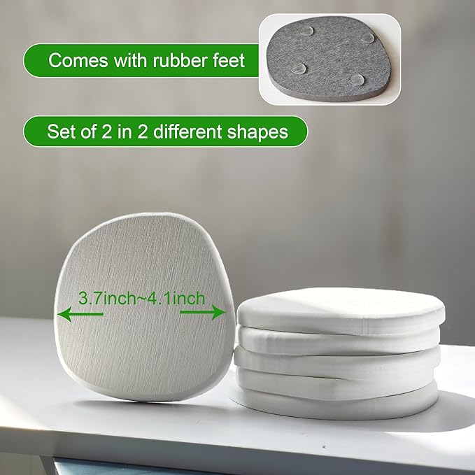Diatomaceous Earth Coasters Set of 2 for Drinks, Moisture Water Absorbent Stone Coasters for Table Desk at Work, Water Absorbing Instant Drying Diatomite, Modern White
