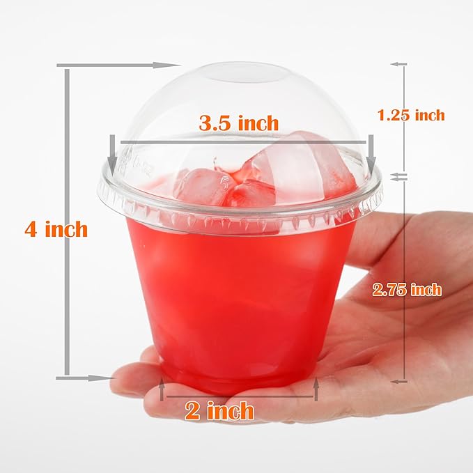 Golden Apple, 9oz-50sets Pink Red Plastic Cups with Clear Dome lids No Hole(50cups + 50lids)…