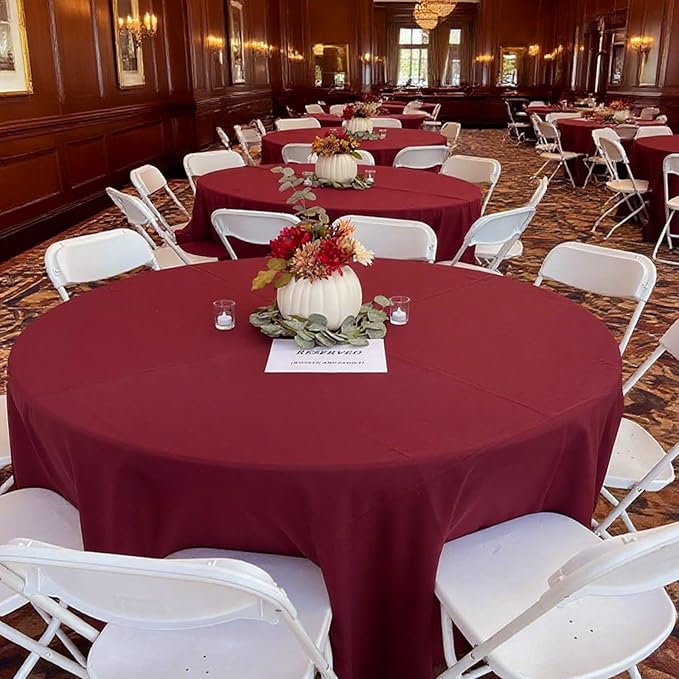 8 Pack Round Tablecloth 90 Inch Burgundy Tablecloth for Valentine’s Day Round Tables, Washable Polyester Table Cloth Stain and Wrinkle Resistant Decorative Table Cover for Wedding Party Dining Banquet