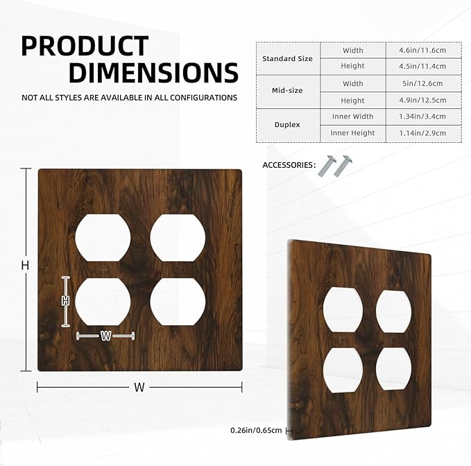 Light Switch Cover Brown Rustic Wood Grain Vintage Wooden Texture 2 Gang Decorative SwitchPlates Double Duplex Wall Plates Switch Plates and Outlet Covers for Cabin Bedroom Decor
