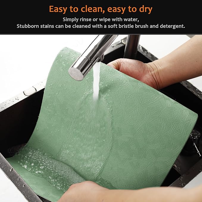 Vinyl Placemats Set of 12 Faux Leather 100% Waterproof Wipeable Washable Place Mats Heat Resistant Easy Clean Non-Slip Table Mats for Indoor Outdoor. (12, Green)