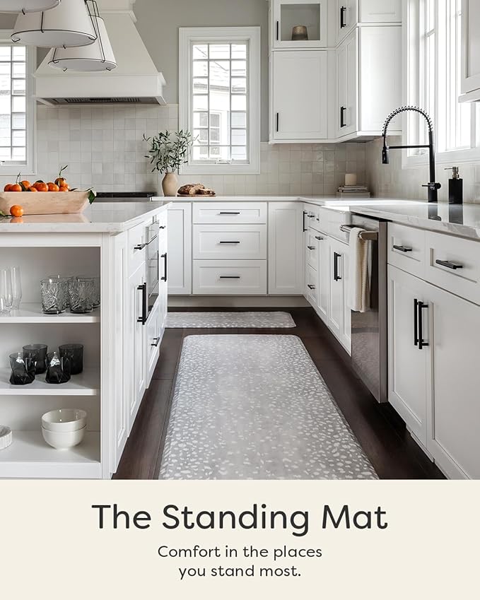 House of Noa Nama Standing Mat – Anti-Fatigue Cushioned Kitchen Mats for Floor | Ergonomic Bounce-Back Foam Kitchen Mats | Anti-Fatigue Mats for Kitchen & Standing | Fawn Silver | 22" x 72"