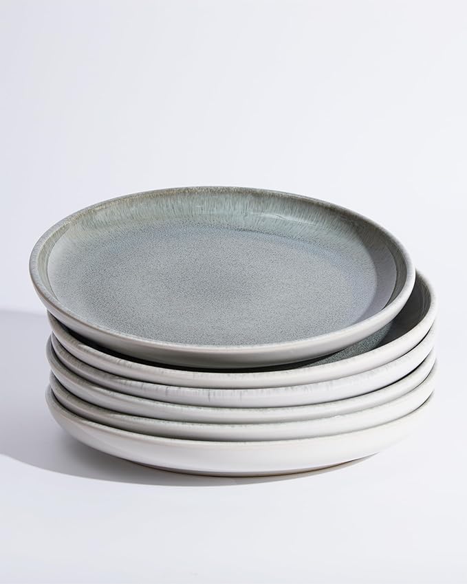 Gradient Green Dinner Plates Set of 6, 10 Inch Reactive Glaze Ceramic Plates Set, Modern Dinnerware Dishes Set for Kitchen, Microwave & Dishwasher Safe, Highly Chip and Crack Resistant