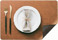 DOLOPL Thanksgiving Placemats Set of 12 Reversible Dual-Color Table Placemats – Heat Resistant Wipeable & Washable Place Mats, Luxury Faux Leather Table Mats for Table Decor(Reddish Brown & Brown)