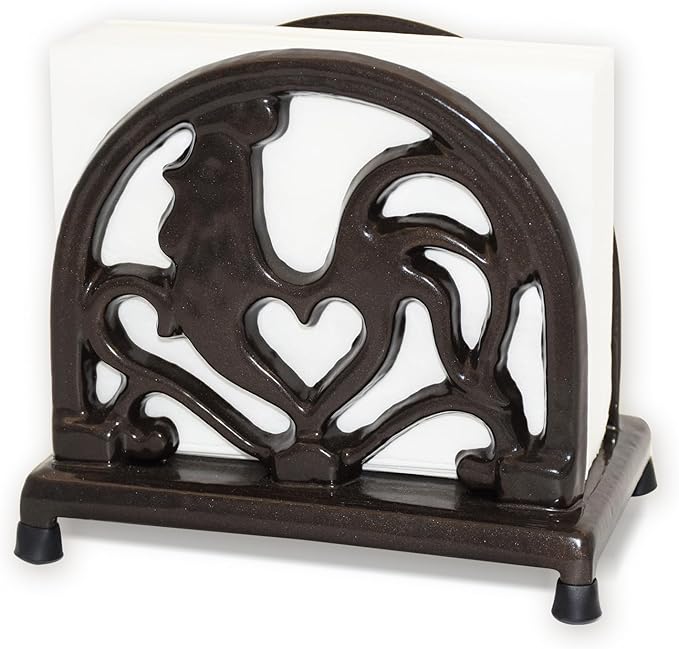 Vintage Metal Napkin Holder, Heavy Cast Iron Napkin Holder Organizer for Kitchen Restaurant Home Décor, Coffee Gold