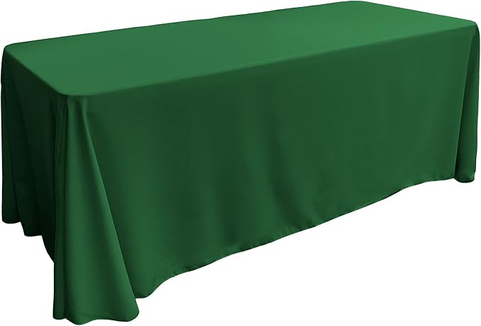 LA Linen Polyester Poplin Washable Rectangular Tablecloth, Stain and Wrinkle Resistant Table Cover 90x156, Fabric Table Cloth for Dinning, Kitchen, Party, Emerald Green Emerlad Green 90 in x 156 in