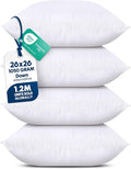 Utopia Bedding Throw Pillows Insert (Pack of 4, White) - 26 x 26 Inches Bed and Couch Pillows - Indoor Decorative Pillow