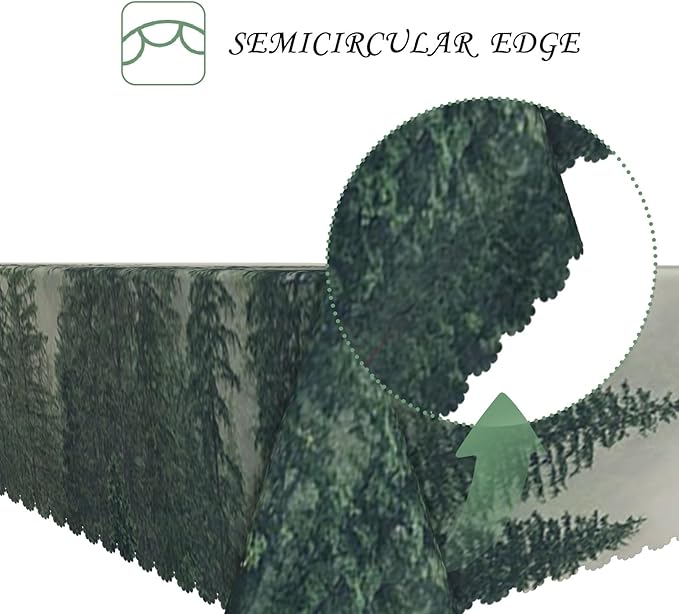 52x70 Inch Nature Scenery Rectangular Tablecloth Foggy Wild Forest Mysterious Secret Realm Table Cloth Waterproof Durable Table Cover for Home Game Room Banquet Picnic Outdoor BBQ Decor