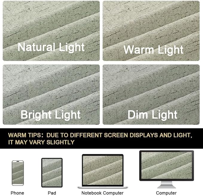 PrinceDeco 100% Blackout Curtains for Bedroom Linen Black Out Curtains for Living Room 120 Inch Long Faux Linen Fabric Grommet Thermal Curtains for Summer Heat with White Liner,52X120 Inch,Sage