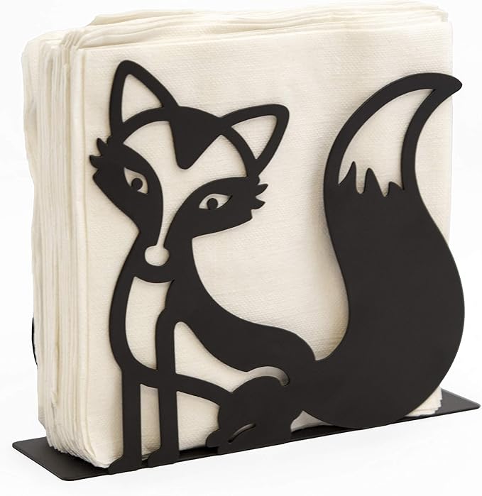 Mango Steam Tabletop Napkin/Tissue & Letter Holder for Home, Kitchen, Restaurants (Fox, Black)