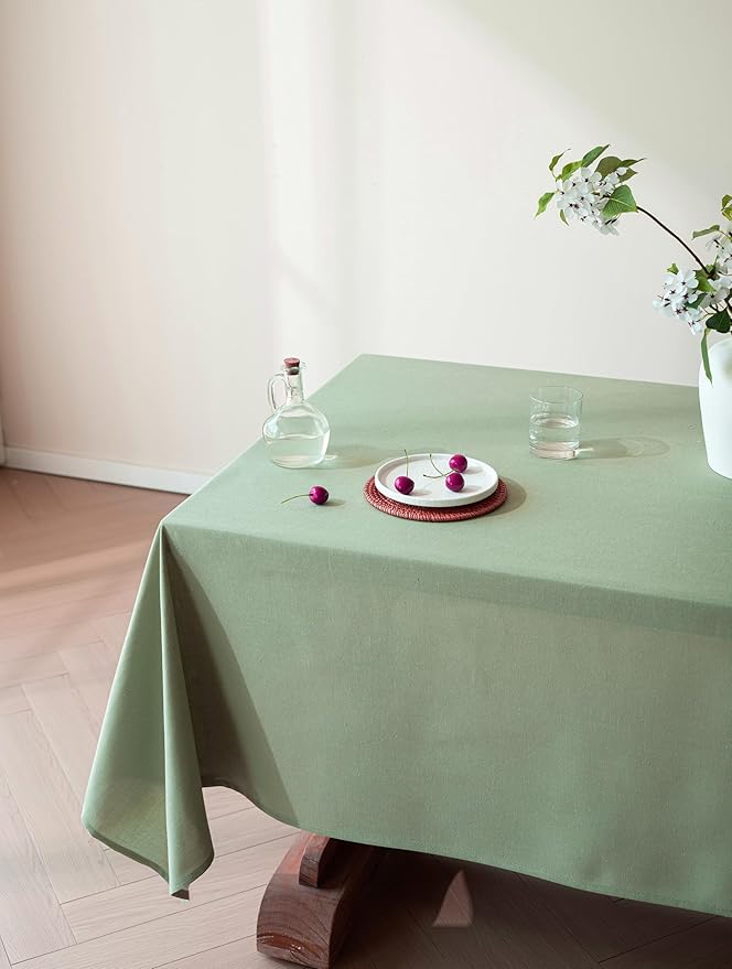 Sage Green Linen Table Cloths for Rectangle Tables Farmhouse Neutral Tablecloth Rectangular Kitchen Decoration Dining Table Cover Washable 60x104