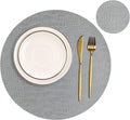 Round Leather Placemats for Round Tables Set of 4, Gray Table Place Mats and Coasters, Washable Easy to Care for Indoor Decor 13" Diameter