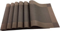 Gugrida Vinyl Brown Placemats Heat Resistant Dining Table Mats Non-Slip Washable Place Mats Set of 6 （Brown）
