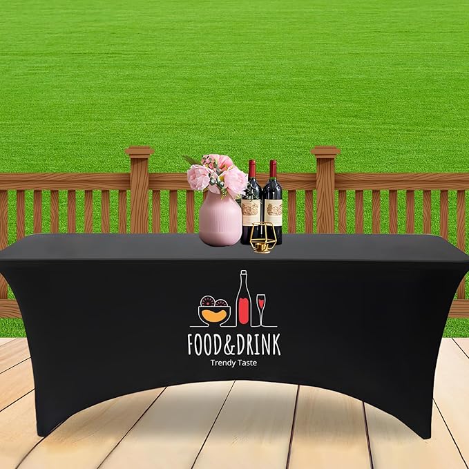 Personalized Table Cloth with Logo Image Customized Tablecloth 4FT/5FT/6FT/8FT Spandex Customized Table Cover Promotional Business Tradeshow Events Birthday Party Wedding (4FT Spandex(Closed back))