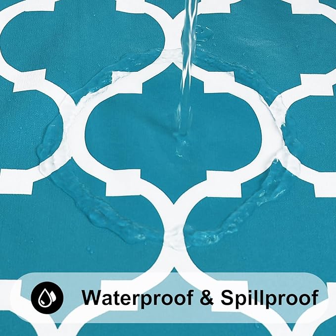 Smiry Rectangle Table Cloth Cover, Waterproof Vinyl Tablecloth with Flannel Backing for Rectangle Tables, Wipeable Spillproof Plastic Tablecloths for Dining, Camping, and Indoor (60"x102", Teal)