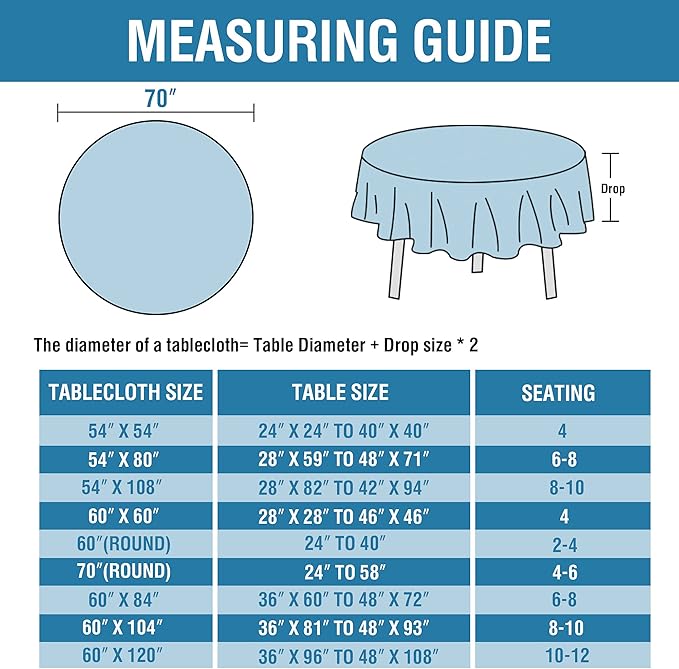 H.VERSAILTEX Linen Textured Table Cloths Round 70 Inch Premium Solid Tablecloth Spill-Proof Waterproof Table Cover for Dining Buffet Feature Extra Soft and Thick Fabric Wrinkle Free, Ink Blue