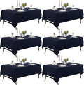 6-Pack 60x144 inch Navy Blue Table Cloths, Solid Stain and Wrinkle Resistant Oblong Tablecloth, Premium Plain Weave Polyester Fabric Rectangle Table Linen Covers for Hotel, Banquet