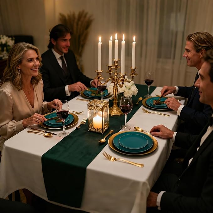 LUODA MirthMood 210pcs Green Plastic Plates,Disposable Green Gold Party Plates,Include 30 Dinner,Dessert Plate,30 Cup&30 Napkins, 90 Gold Silverware for Wedding & Party & Birthday（green）