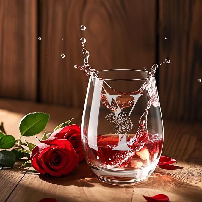 Valentines Day Gifts for Her, Gifts for Women Her Friend Mom Grandma Wife Sister Bridesmaid Nurse, Birthday Galentines Mothers Day Christmas, Personalized Initial Customized Wine Glasses 18OZ(Y)