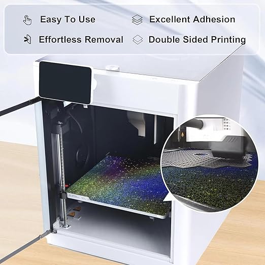 Flexible Rainbow Starry PEY+Carbon Fiber PET Spring Steel Plate for Bambu Lab X1 X1C X1E P1P P1S P2S A1, Double Sided Textured PEY PET Build Plate 257x257mm for Bambu 3D Printers