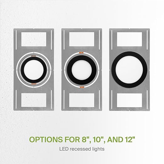 ASD New Construction Mounting Plate with Symmetric Round Hole - 8-10-12" Flat Steel Rough-in Wafer Light Bracket, LED Recessed Lighting Housing, 24 Pack