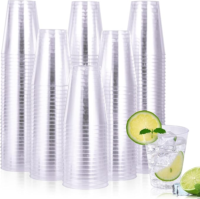 JOLLY CHEF 300 Pack 7 oz Clear Plastic Cups Disposable Cups,7 Ounce Disposable Wine Cups Ideal for Party, Whiskey, Wine Tasting, Perfect for Halloween Christmas