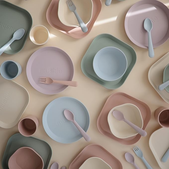 mushie Flatware Fork and Spoon Set For Kids | Made in Denmark (Blush)