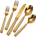 20-Piece Heavy Duty Gold Silverware Set for 4, 18/10 Stainless Steel Flatware Gold, Extra Thick Heavy Weight, Ideal for Wedding Gift