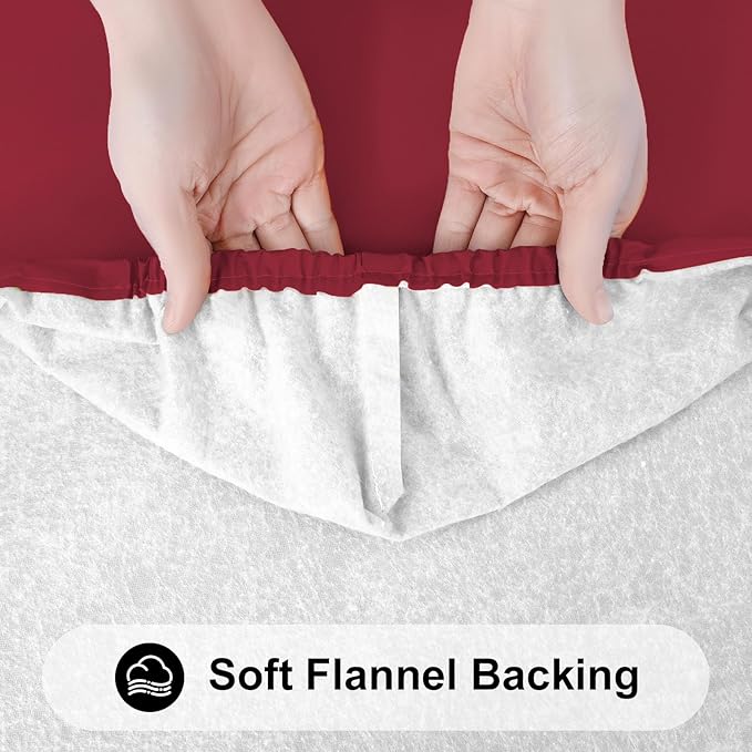 Smiry Rectangle Tablecloth, Elastic Fitted Flannel Backed Vinyl Tablecloths for 4ft Folding Tables, Waterproof Wipeable Table Covers for Indoor, Outdoor, Camping and Picnic (Wine Red, 30"x48")