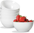 ONEMORE White Ceramic Bowls Set of 6, 24 oz Soup and Cereal Bowl- Microwave & Dishwasher Safe, Porcelain Dinner Bowls, Individual Salad Serving Bowl, Deep Interior, Scratch-Resistance, Stackable