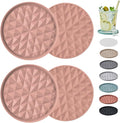 Silicone Coasters for Drinks[4 Pack]- Cup Mat for Tabletop Protection-Non-Slip, Non-Stick, Coffee Table Decor, Great Gift for Any Occasion, Pink