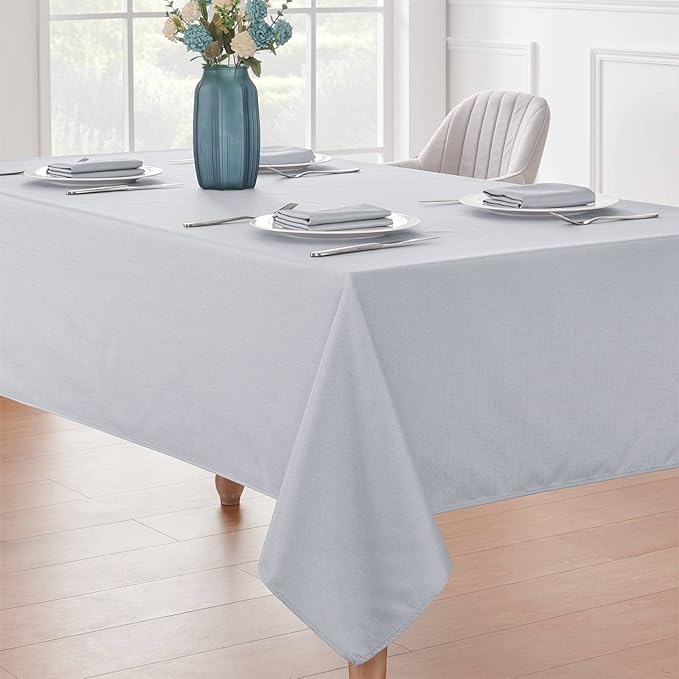 Textured Rectangle Tablecloth 60x84 inch Table Cloth Water Resistant Wrinkle Free Spill-Proof, Decorative Fabric Table Cover Washable for Banquet Parties Event Holiday Dinner, Light Grey