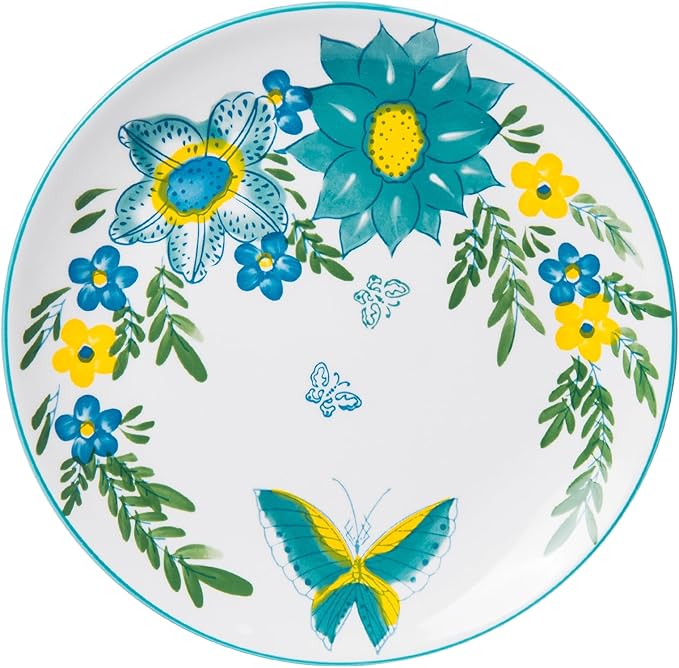 HomePop Ceramic 12-Pieces Dinnerware Sets,Dish Plates and Bowls Sets - Blue Turquoise