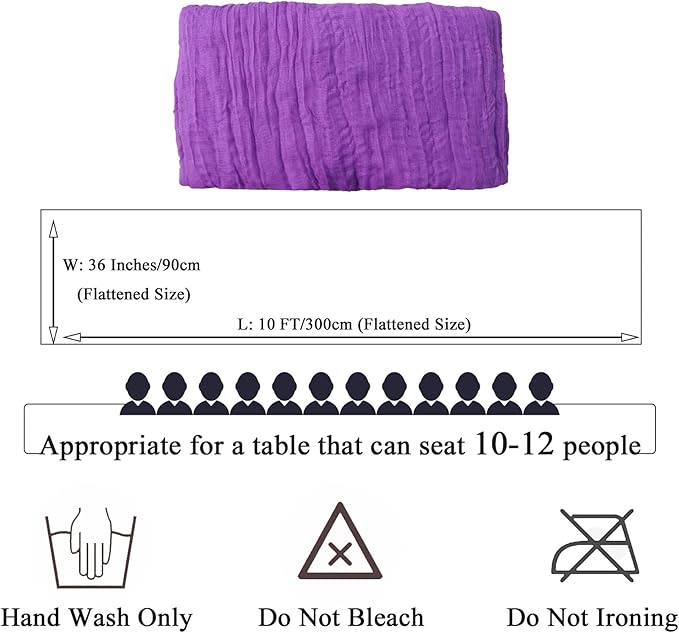 Cheesecloth Table Runner Light Purple Gauze Table Runner 36x120 Inch Wedding Runner for Reception Lilac Gauze Cheesecloth for Party Decorations Vintage Sheer Crinkle Table Overlay for Bridal Shower