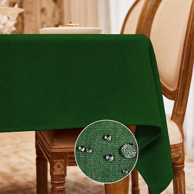 BALCONY & FALCON Rectangle Tablecloth Washable Wrinkle Resistant and Water Proof Table Cloth Decorative Linen Fabric Tablecloths for Dining Party Kitchen Wedding and Outdoor Use (Forest Green, 55x70)
